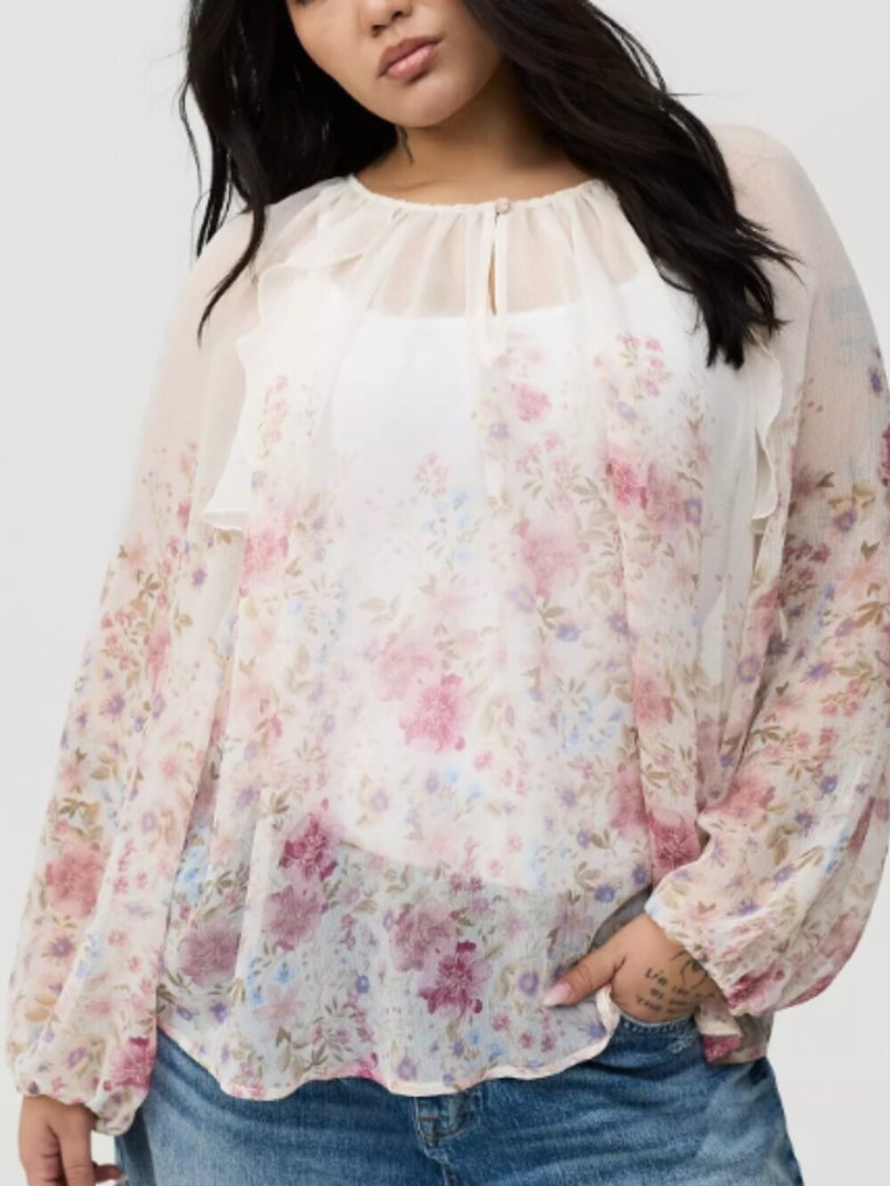 Torrid Chiffon Ruffle Blouse